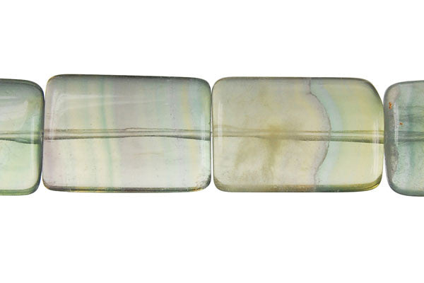 Fluorite Beads - A) Puffy Rectangle - 15x20mm - 16-inch - unbranded beads for jewelry making