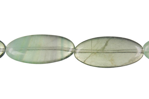Fluorite Beads - A) Flat Oval - 12x25mm - 16-inch - unbranded beads for jewelry making