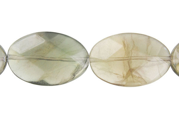 Fluorite Beads - A) Faceted Flat Oval - 20x30mm - 16-inch - unbranded beads for jewelry making