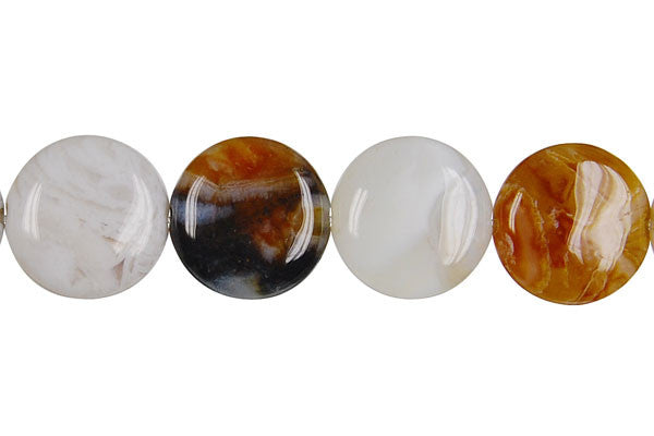 Bamboo Leaf Agate Beads - Coin - 20x20mm - 16-inch - unbranded beads for jewelry making