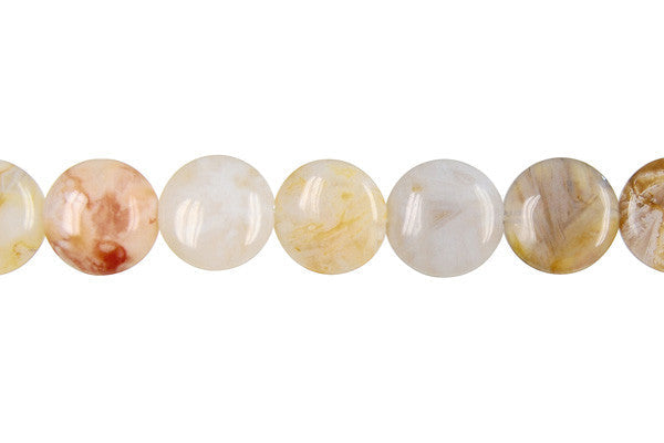 Bamboo Leaf Agate Beads - Coin - 14x14mm - 16-inch - unbranded beads for jewelry making