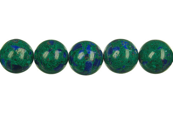 Azurite & Malachite Beads - Azurite-Malachite Round - 12mm - 16-inch - unbranded beads for jewelry making