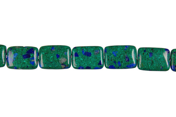 Azurite & Malachite Beads - Azurite-Malachite Flat Rectangle - 10x14mm - 16-inch - unbranded beads for jewelry making