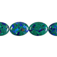 Azurite & Malachite Beads - Azurite-Malachite Flat Oval - 13x18mm - 16-inch - unbranded beads for jewelry making