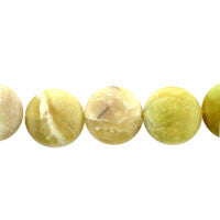 Yellow Opal Beads - Button - 14x14mm - 16-inch - unbranded beads for jewelry making