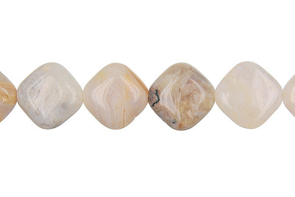 Bamboo Leaf Agate Beads - Diamond Square - 12x12mm - 16-inch - unbranded beads for jewelry making