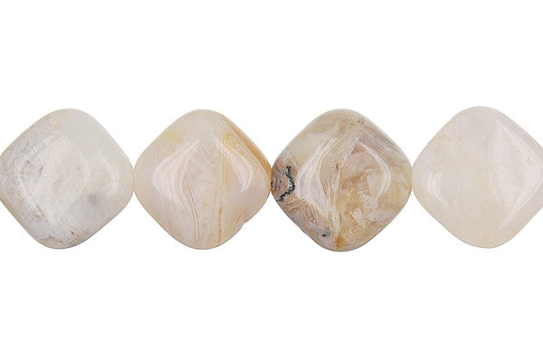 Bamboo Leaf Agate Beads - Diamond Square - 14x14mm - 16-inch - unbranded beads for jewelry making
