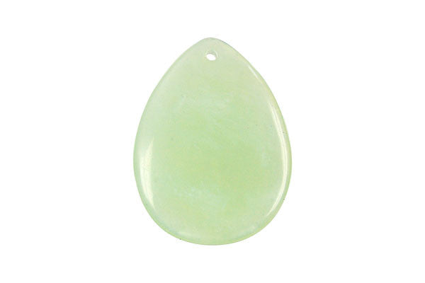 New Jade Flat Briolette - 30x40mm - Piece - unbranded New Jade pendant for jewelry making