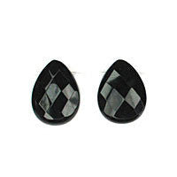 Black Quartz Glass Beads - Faceted Flat Briolette - 8x10mm - 16-inch - unbranded beads for jewelry making