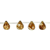 Coffee Quartz Glass Beads - Faceted Briolette - 8x10mm - 16-inch - unbranded beads for jewelry making