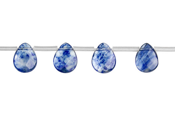 Blueberry Quartz Glass Beads - Faceted Flat Briolette - 8x10mm - 16-inch - unbranded beads for jewelry making