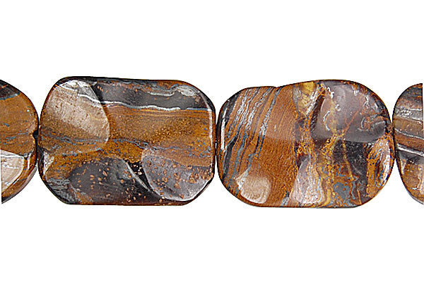 Tiger Iron Jasper Beads - Tiger Iron (AAA) Wavy Rectangle - 16x25mm - 16-inch - unbranded beads for jewelry making