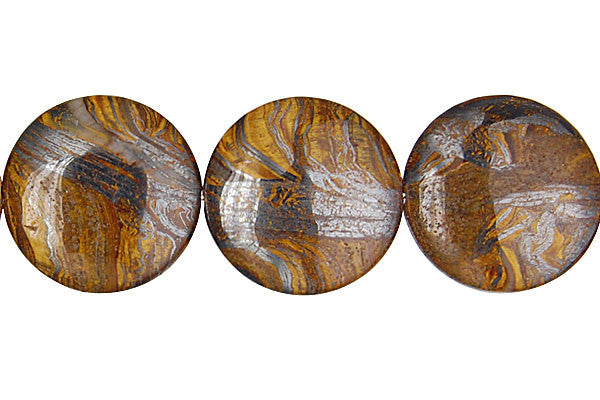 Tiger Iron Jasper Beads - Tiger Iron (AAA) Coin - 20x20mm - 16-inch - unbranded beads for jewelry making