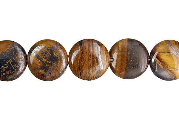 Tiger Iron Jasper Beads - Tiger Iron (AAA) Coin - 14x14mm - 16-inch - unbranded beads for jewelry making
