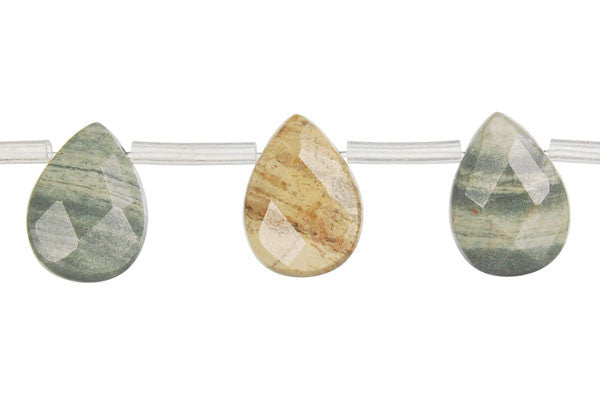 Silvermist Beads - Faceted Flat Briolette - 10x14mm - 16-inch - unbranded beads for jewelry making