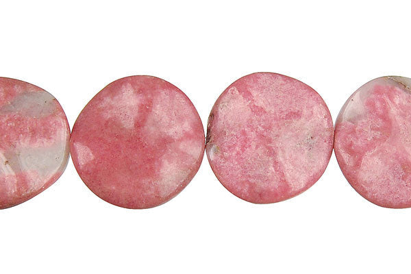 Rhodonite Beads - Coin - 20x20mm - 16-inch - unbranded beads for jewelry making