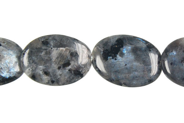 Larvikite Beads - Flat Oval - 15x20mm - 16-inch - unbranded beads for jewelry making