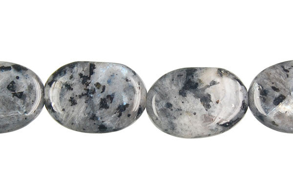Larvikite Beads - Flat Oval - 13x18mm - 16-inch - unbranded beads for jewelry making