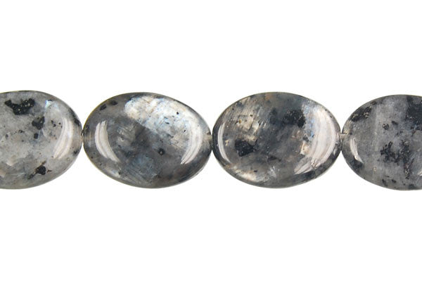 Larvikite Beads - Flat Oval - 12x16mm - 16-inch - unbranded beads for jewelry making