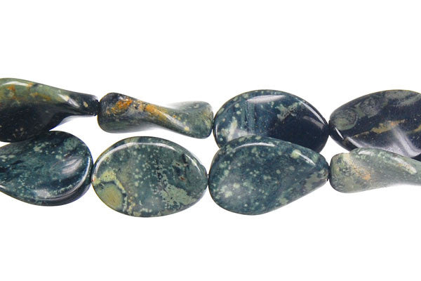 Kambaba Jasper Beads - Twisted Flat Oval - 10x14mm - 16-inch - unbranded beads for jewelry making