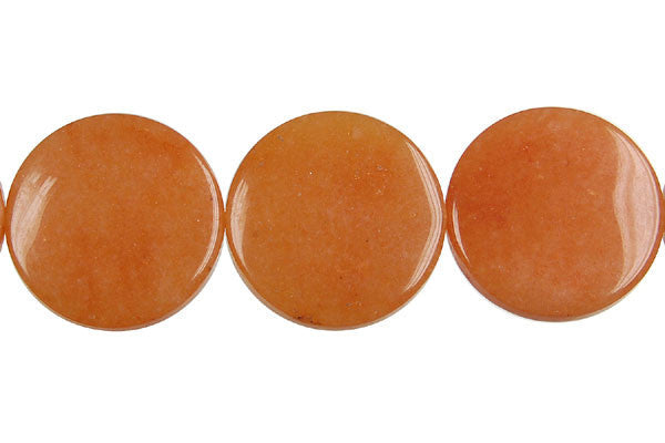 Carnelian Beads - Coin - 20x20mm - 16-inch - unbranded beads for jewelry making