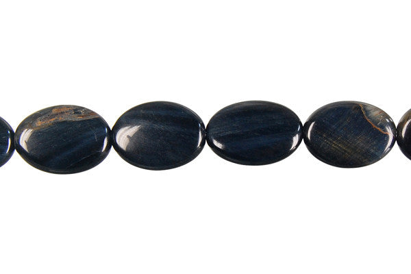 Blue Tiger's Eye Beads - Blue Tiger Eye Flat Oval - 10x14mm - 16-inch - unbranded beads for jewelry making