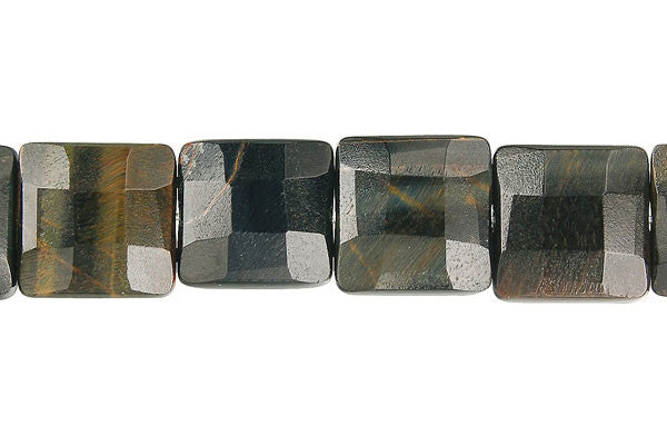 Blue Tiger's Eye Beads - Blue Tiger Eye Faceted Square - 12x12mm - 16-inch - unbranded beads for jewelry making