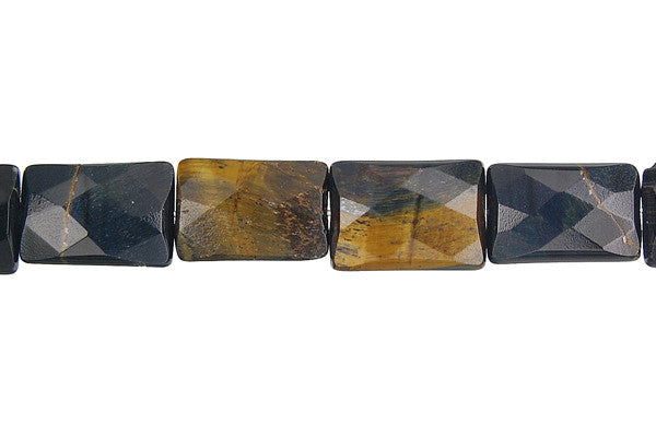 Blue Tiger's Eye Beads - Blue Tiger Eye Faceted Rectangle - 10x14mm - 16-inch - unbranded beads for jewelry making