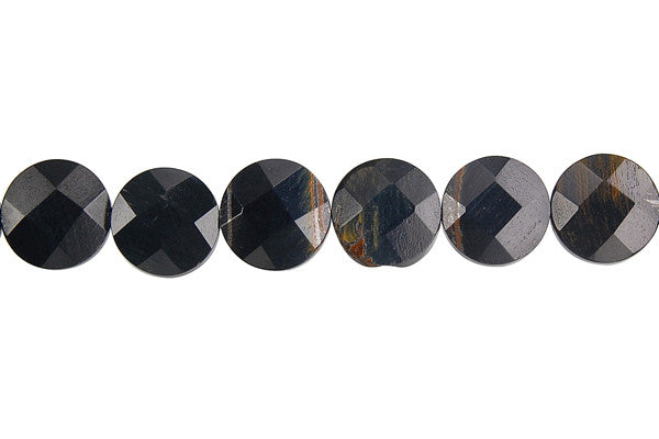 Blue Tiger's Eye Beads - Blue Tiger Eye Faceted Coin - 10x10mm - 16-inch - unbranded beads for jewelry making