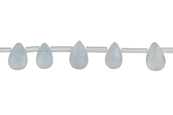 Blue Chalcedony Beads - Faceted Flat Briolette - 6x9mm - 16-inch - unbranded beads for jewelry making