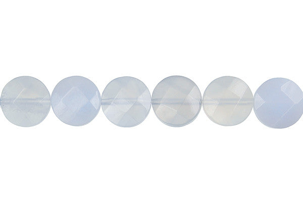 Blue Chalcedony Beads - Faceted Coin - 10x10mm - 16-inch - unbranded beads for jewelry making