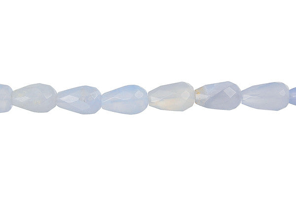 Blue Chalcedony Beads - Vertical Drilled - Faceted Briolette - 6x9mm - 16-inch - unbranded beads for jewelry making