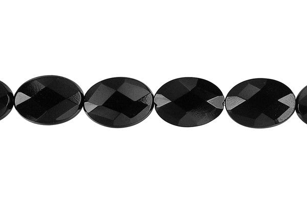 Black Onyx Beads - AAA) Faceted Flat Oval - 10x14mm - 16-inch - unbranded beads for jewelry making