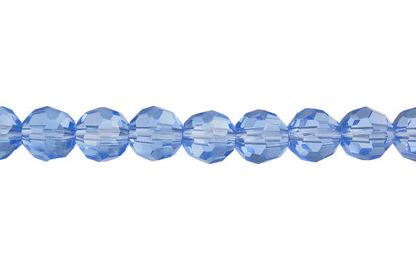 Chinese Crystal Beads - (Aqua Faceted Round Micro Faceted - 8mm - 12-15-inch - unbranded beads for jewelry making