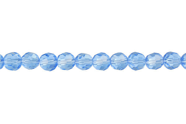 Chinese Crystal Beads - (Aqua Faceted Round - 4mm - 12-inch - unbranded beads for jewelry making