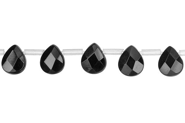 Black Onyx Beads - AAA) Faceted Flat Briolette - 13x18mm - 16-inch - unbranded beads for jewelry making