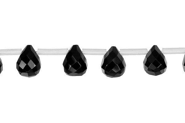 Black Onyx Beads - AAA) Faceted Briolette - 8x10mm - 16-inch - unbranded beads for jewelry making