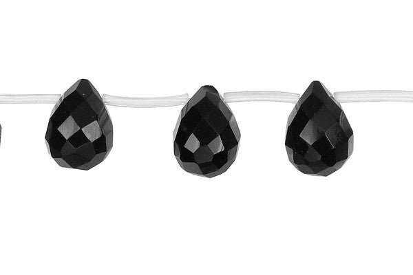 Black Onyx Beads - AAA) Faceted Briolette - 6x9mm - 16-inch - unbranded beads for jewelry making
