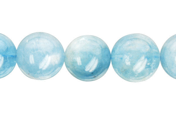 Aquamarine Beads - Round (A) - 14mm - 16-inch - unbranded beads for jewelry making