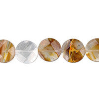 Tiger Quartz Glass Beads - Faceted Coin - 12x12mm - 16-inch - unbranded beads for jewelry making