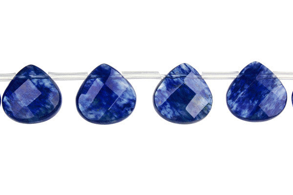Blueberry Quartz Glass Beads - Faceted Flat Heart Briolette - 12x12mm - 16-inch - unbranded beads for jewelry making
