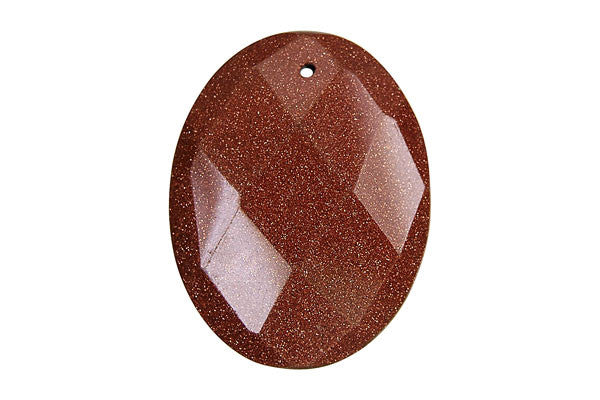 Gold Stone Faceted Flat Oval - 35x45mm - Piece - unbranded Gold Stone pendant for jewelry making