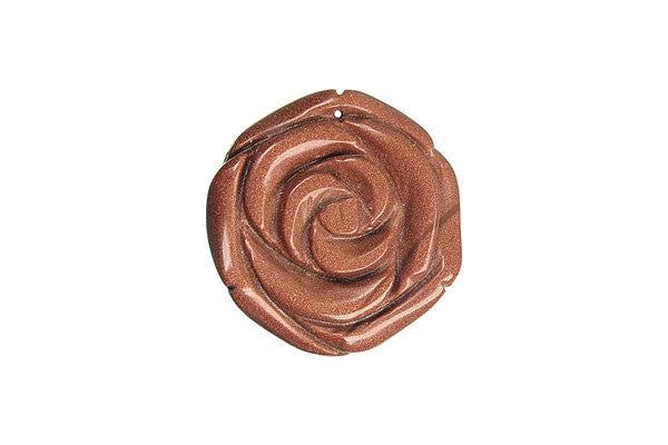 Gold Stone Carved Rose - 30x30mm - Piece - unbranded Gold Stone pendant for jewelry making