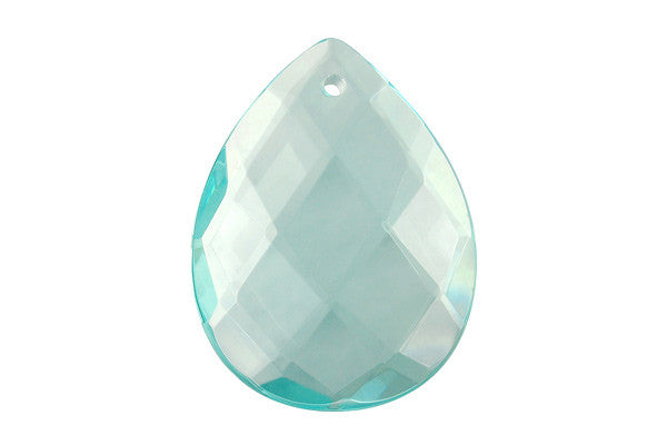 Aqua Quartz Glass Pendants: Flat Oval, Briolette & Rose & More - 4 Styles