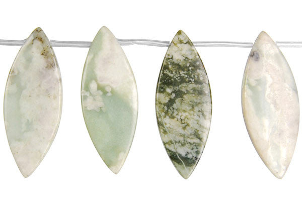 Peace Jade Beads - Flat Rice (Top Drilled) - 15x40mm - 8-inch - unbranded beads for jewelry making