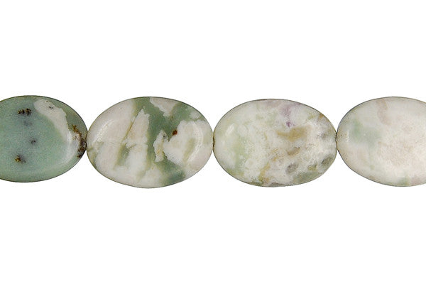 Peace Jade Beads - Flat Oval - 13x18mm - 16-inch - unbranded beads for jewelry making
