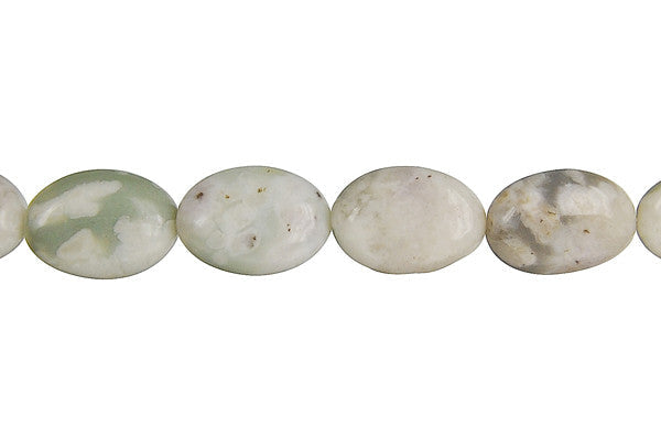 Peace Jade Beads - Flat Oval - 10x14mm - 16-inch - unbranded beads for jewelry making