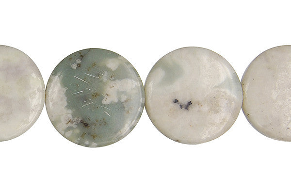 Peace Jade Beads - Coin - 20x20mm - 16-inch - unbranded beads for jewelry making