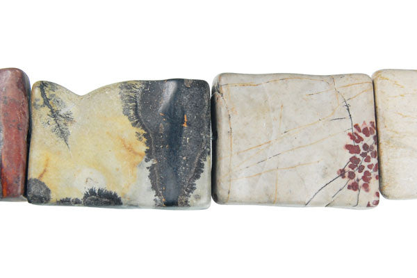 Leopard Skin Jasper Beads - Wavy Rectangle - 25x35mm - 16-inch - unbranded beads for jewelry making