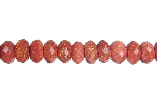 Gold Stone Beads - Faceted Rondelle - 5x8mm - 16-inch - unbranded beads for jewelry making